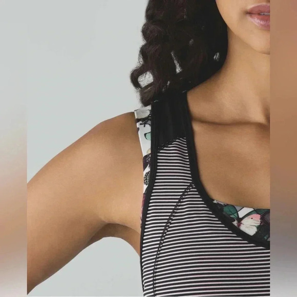 Lululemon Super Sport Tank Mini Pop Stripe Black Mink Berry Sz 6 - Picture 6 of 13